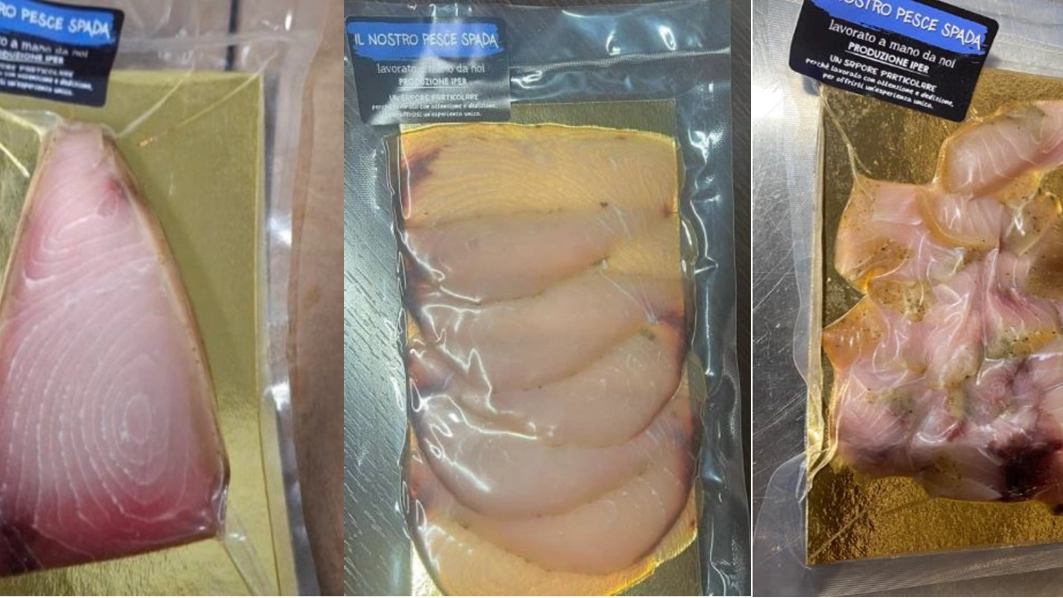 Le confezioni di pesce spada ritirate (Iper)
