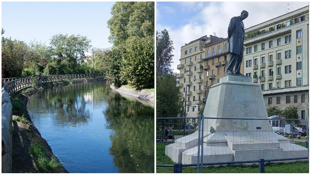 Il canale Villoresi; a destra, il monumento dedicato al suo progettista, Eugenio Villoresi Il canale Villoresi; a destra, il monumento dedicato al suo progettista, Eugenio Villoresi