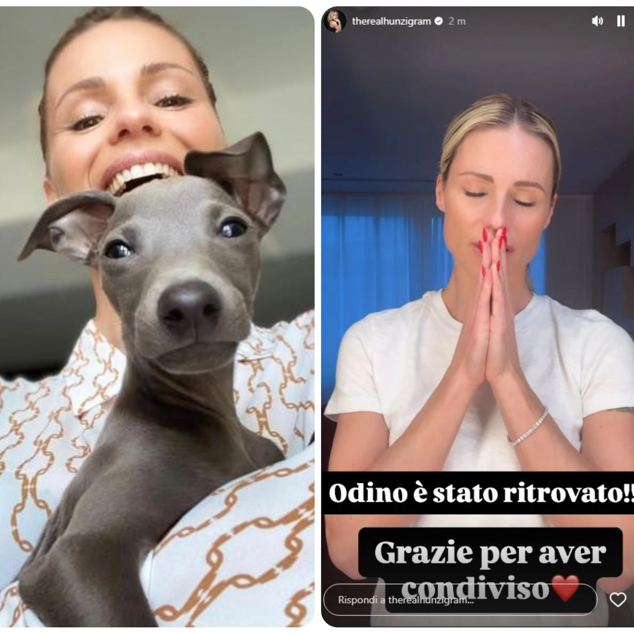 Odino è stato ritrovato (Foto Instagram Michelle Hunziker)