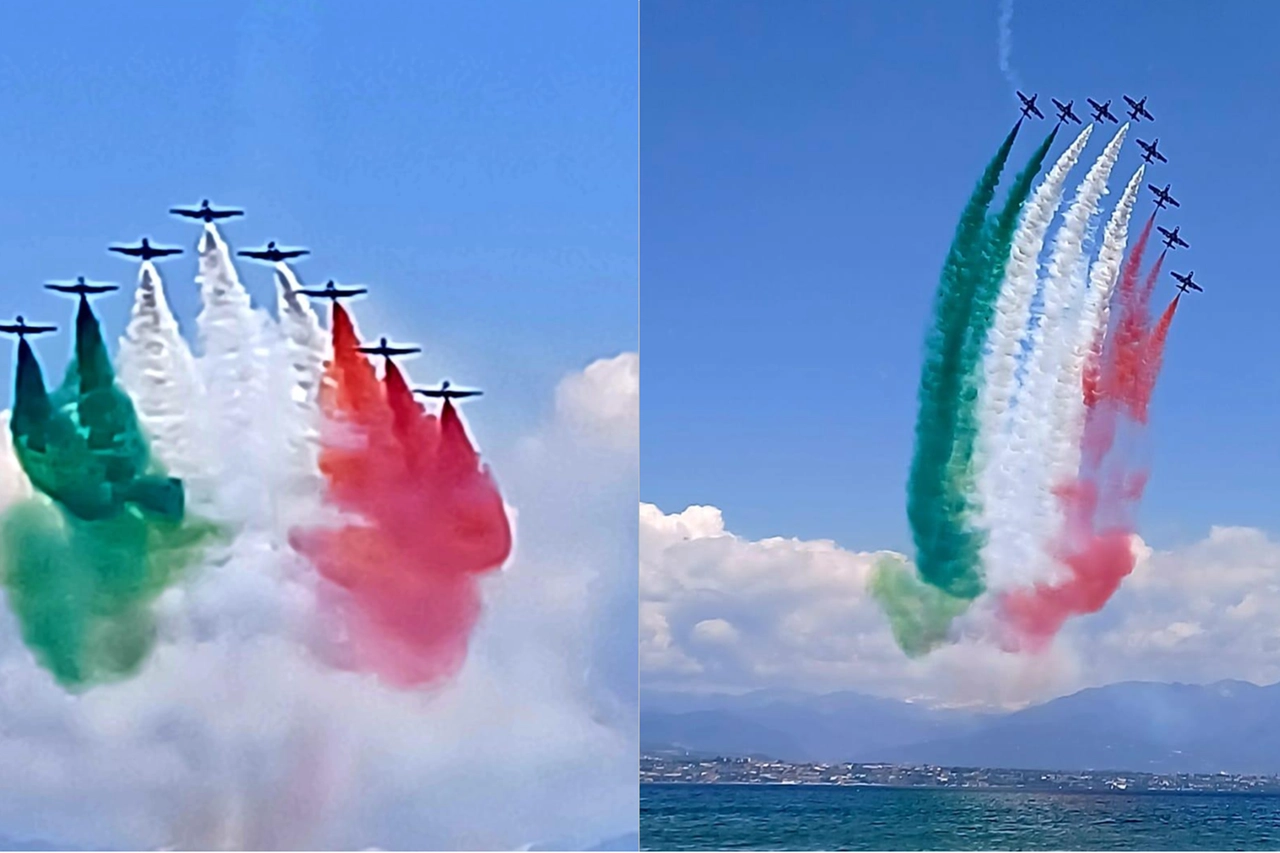 Lo spettacolo tricolore nel cielo di Desenzano sul Garda