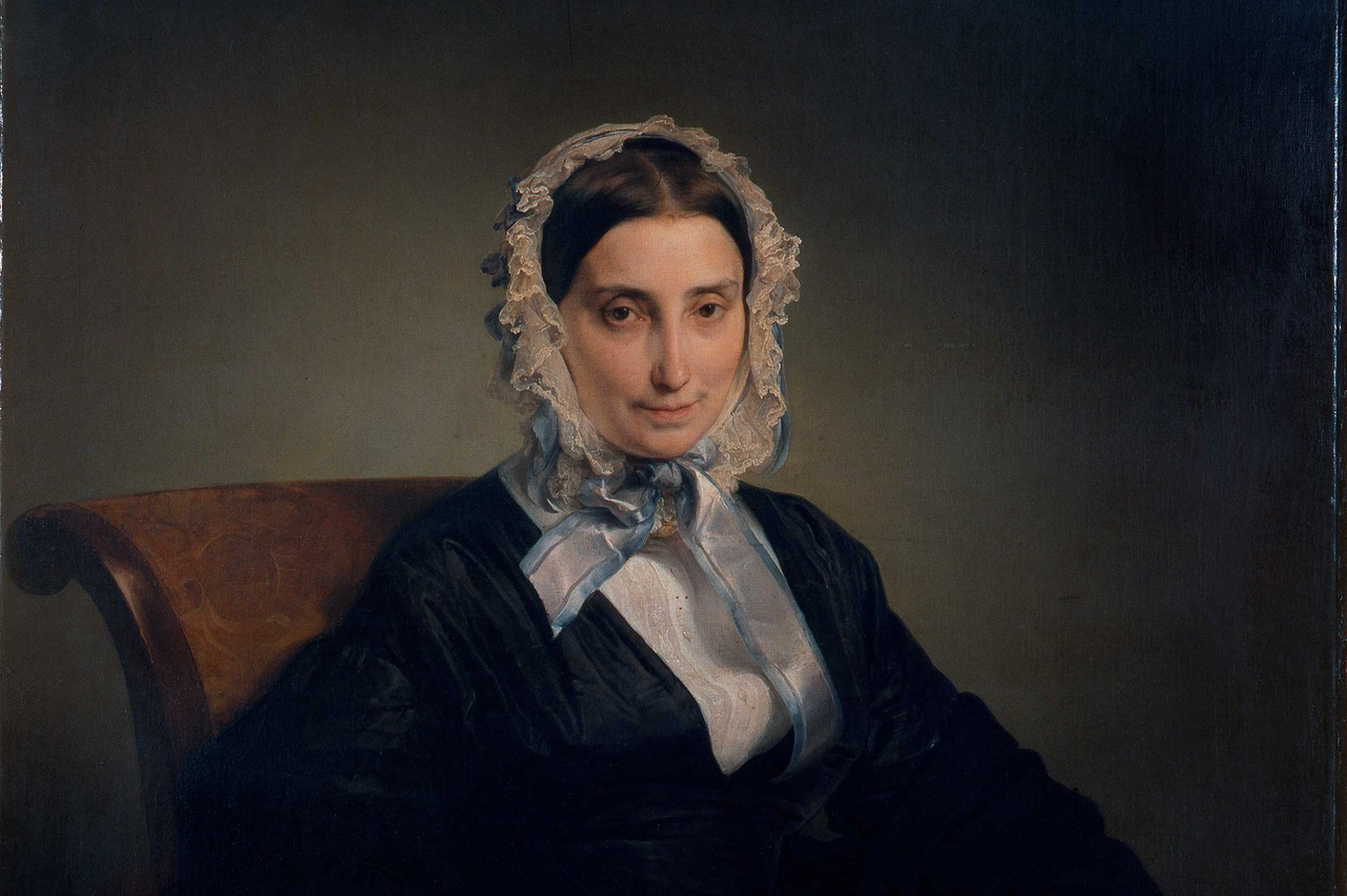 La nobildona Teresa Borri Stampa, seconda moglie di Manzoni, nel celebre ritratto di Hayez custodito nella Pinacoteca di Brera