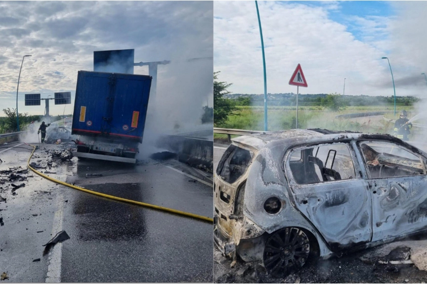 I mezzi coinvolti nel devastante incidente di Peschiera del Garda
