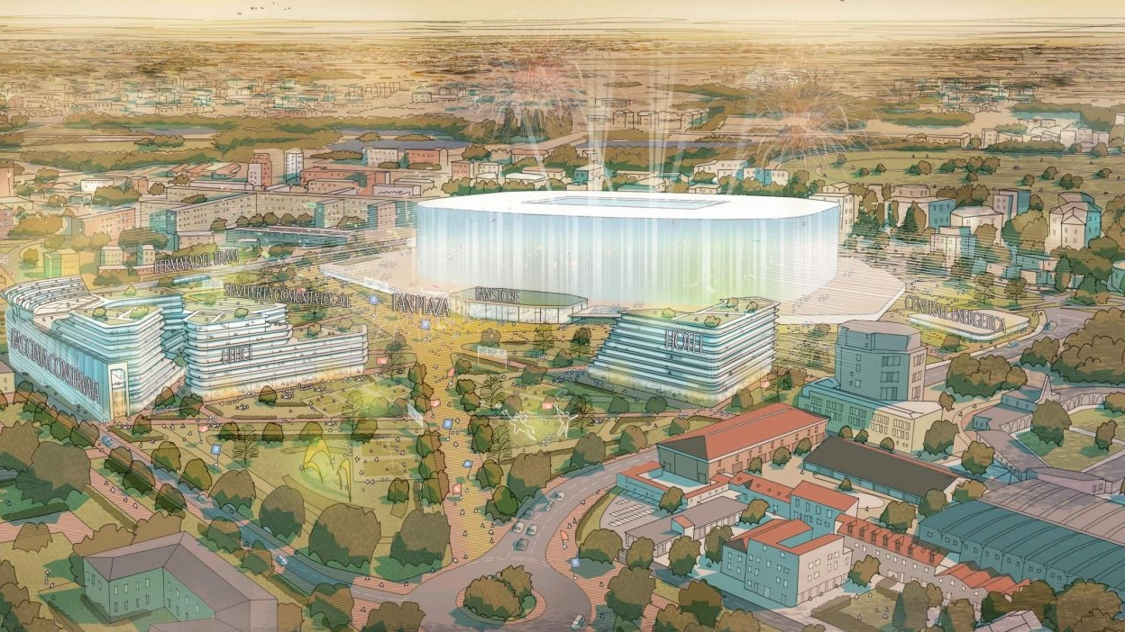 Il rendering del nuovo stadio dà un'idea di come l'impianto impatterà sul quartiere Il rendering del nuovo stadio dà un'idea di come l'impianto impatterà sul quartiere