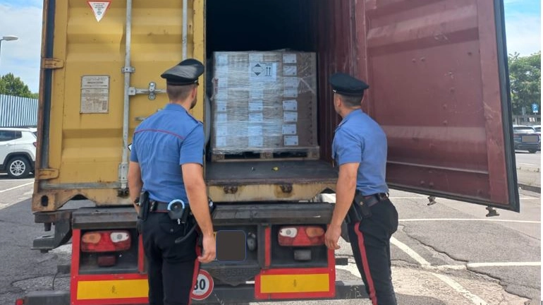 Il camion recuperato dai carabinieri Il camion recuperato dai carabinieri