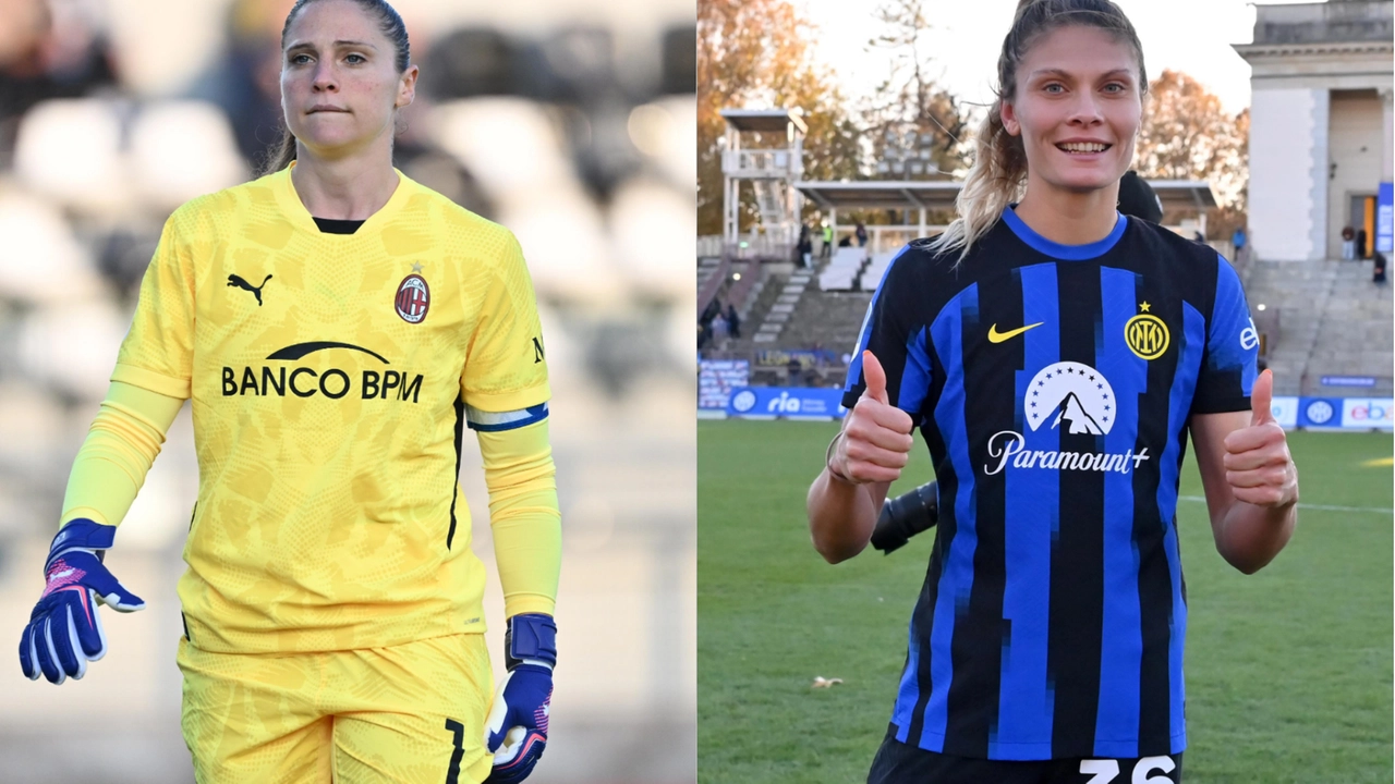 Il portiere del Milan Laura Giuliani e l'attaccante dell'Inter Michela Cambiaghi
