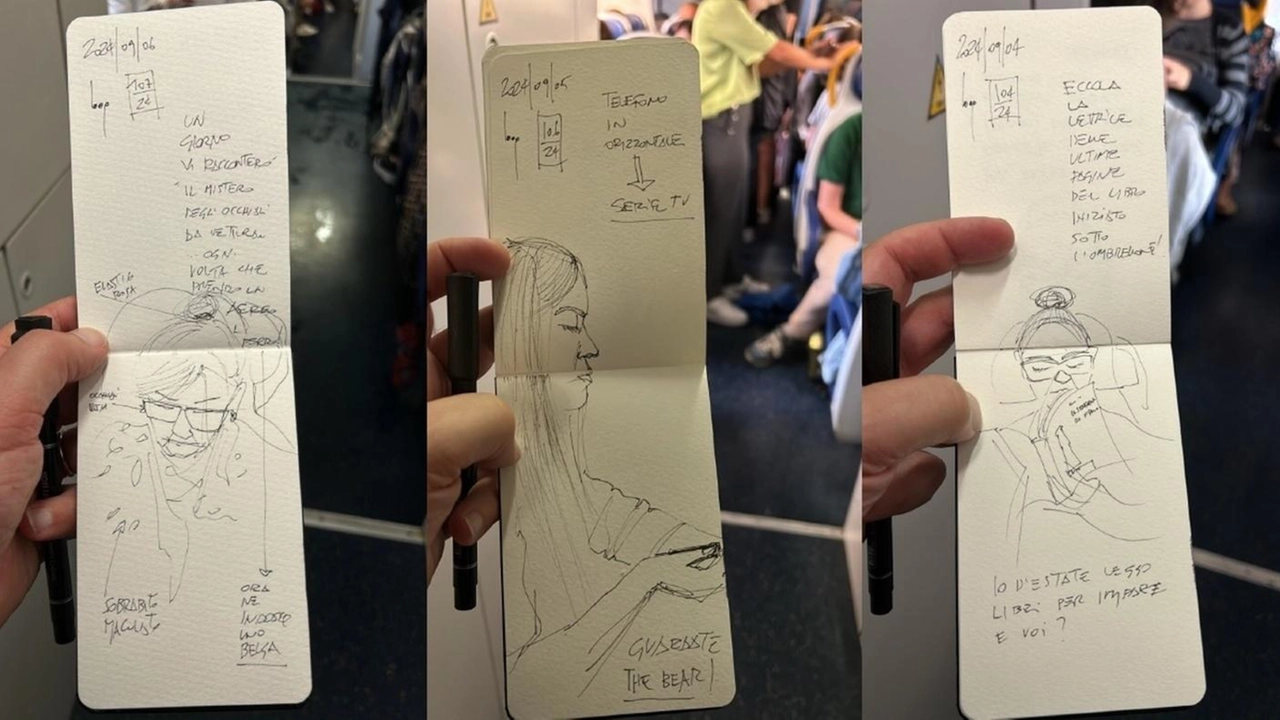 I ritratti a penna dei pendolari della linea Milano-Asso disegnati di nascosto da Paolo Bombonato saranno esposti nella Canonica di San Salvatore La mostra “Storie brevi di pendolari fantastici“ sarà inaugurata oggi alle 17.30 e rimarrà aperta fino al 6 aprile