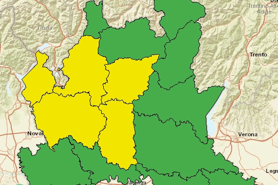 L'allerta meteo gialla sulla Lombardia