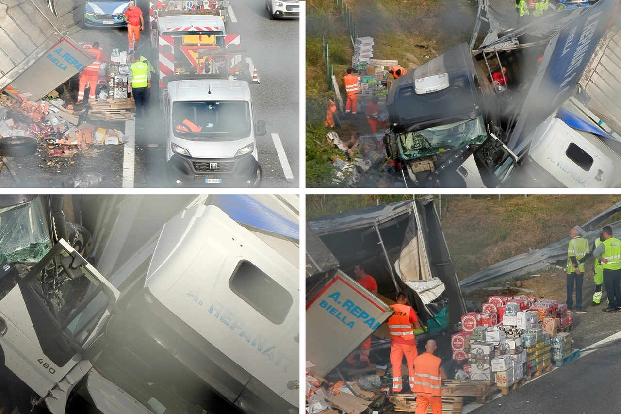 L'incidente tra Marcallo Mesero e Novara Est: due tir fuori strada