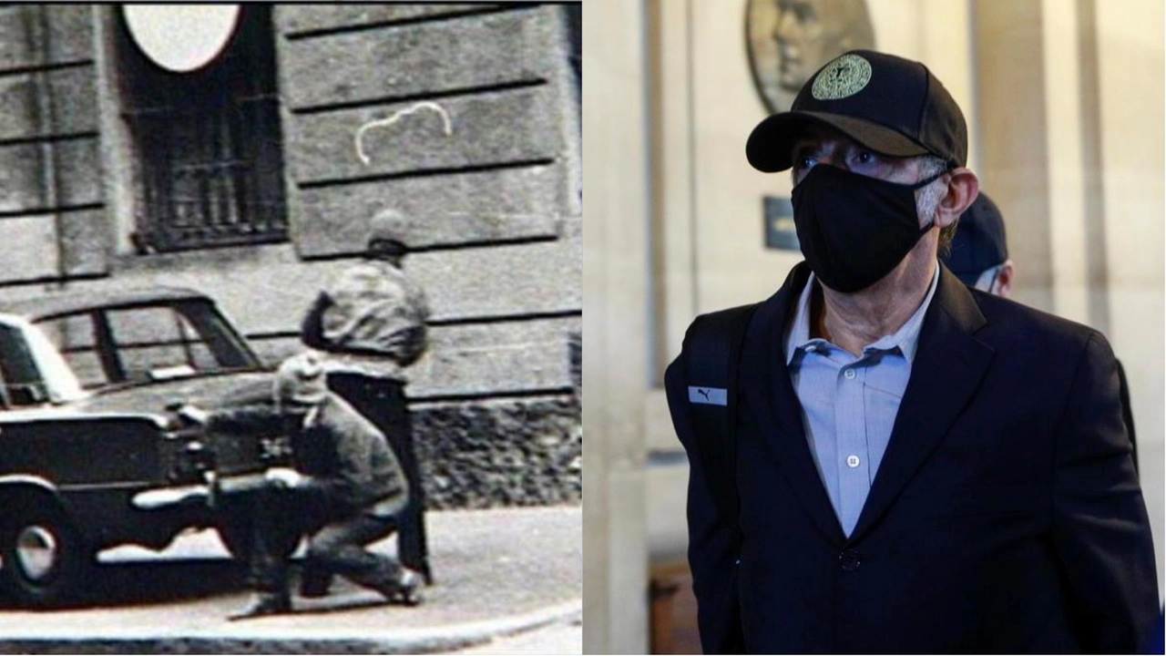 A sinistra Mario Ferrandi durante la sparatoria di via De Amicis nel 1977. A destra Raffaele Ventura, in tribunale a Parigi nel marzo 2001 A sinistra Mario Ferrandi durante la sparatoria di via De Amicis nel 1977. A destra Raffaele Ventura, in tribunale a Parigi nel marzo 2001