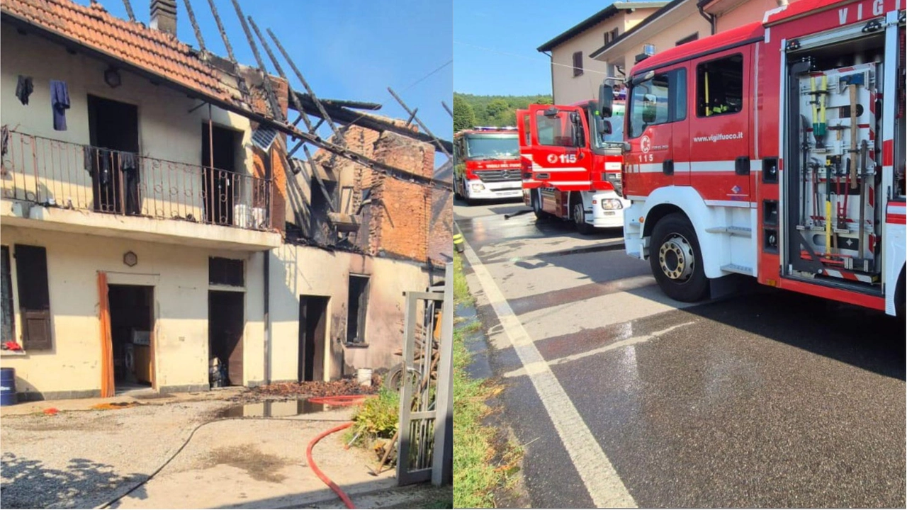I danni provocati al tetto dall'incendio. In via San Rocco sono intervenute diverse squadre dei vigili del fuoco