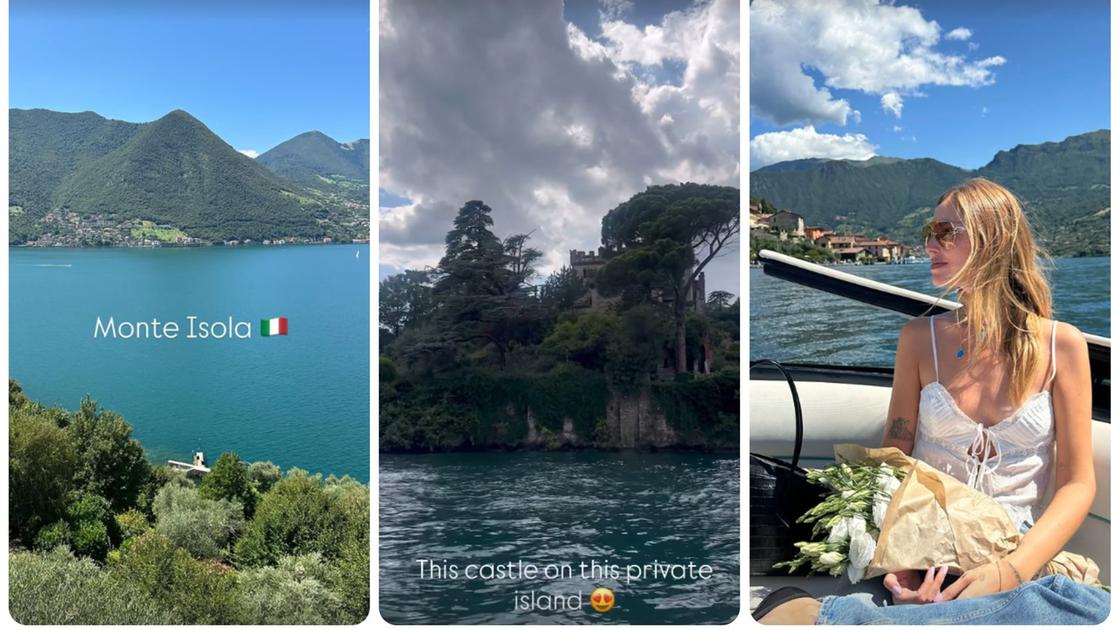Chiara Ferragni, dal lago di Como a quello d’Iseo: giornata in barca tra Monte Isola e l’Isola di Loreto
