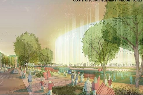 Il nuovo stadio che sorgerebbe nel Parco dei Capitani e nell’attuale parcheggio