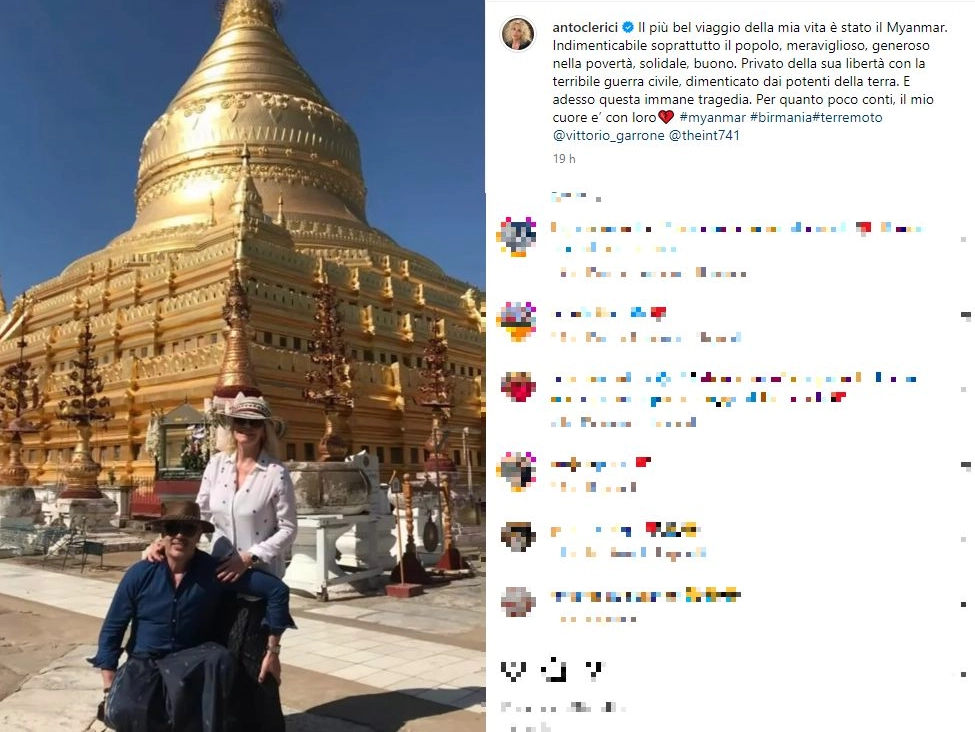 Il post Instagram di Antonella Clerici, il ricordo del suo viaggio in Myanmar