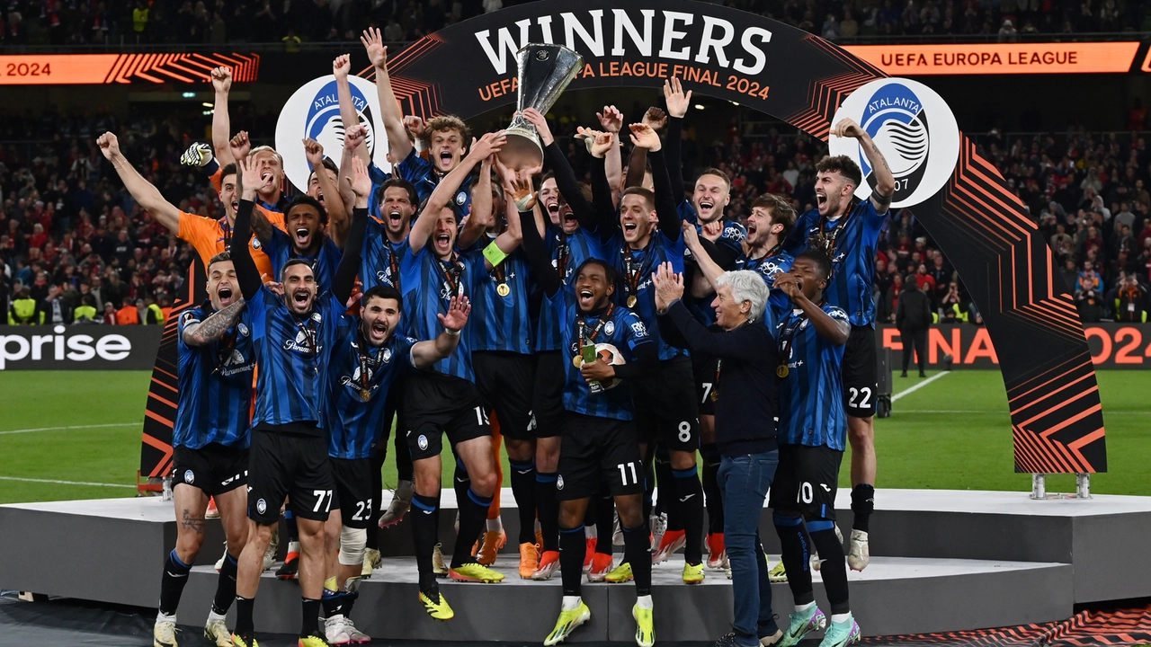 La festa per l'Europa League nella notte di Dublino La festa per l'Europa League nella notte di Dublino