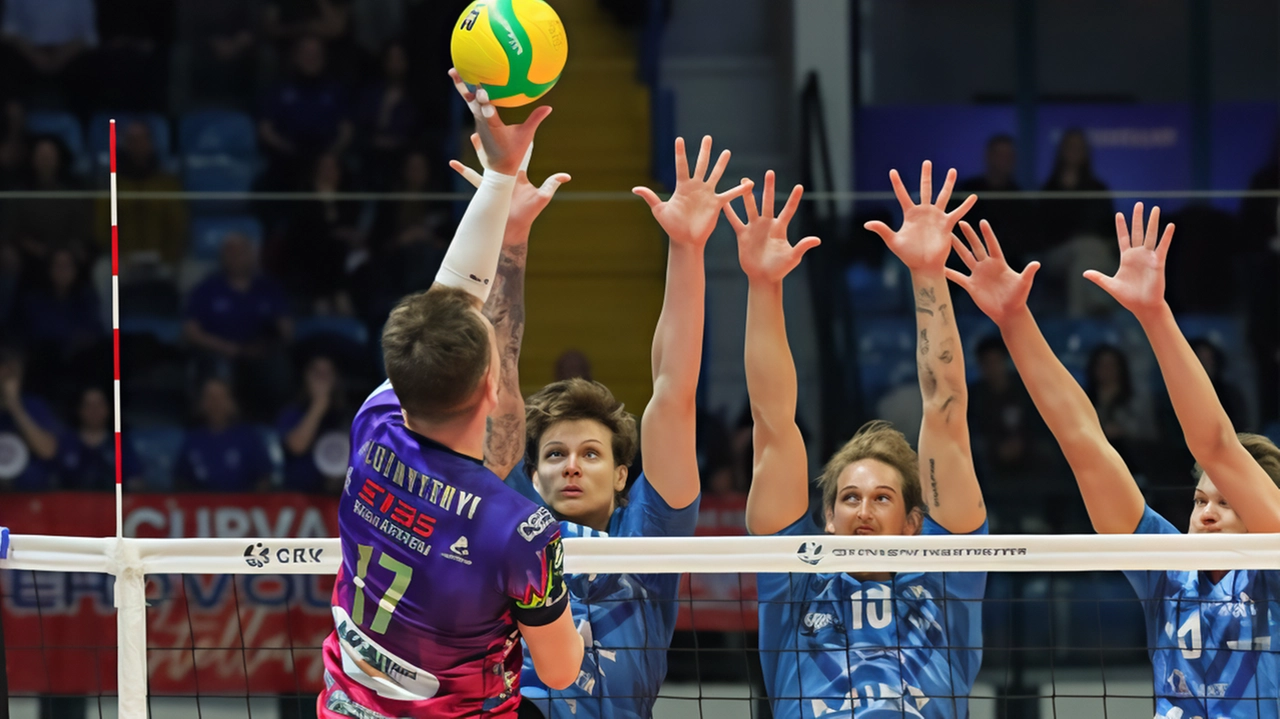 Battaglia a muro nel match fra Monza e Perugia Battaglia a muro nel match fra Monza e Perugia