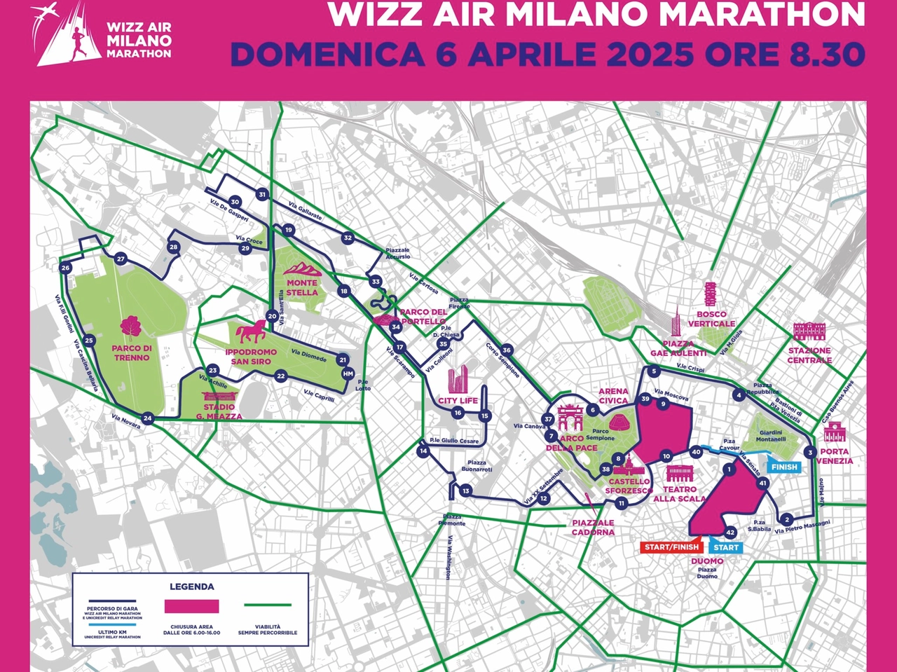 Milano Marathon 2025, le strade chiuse