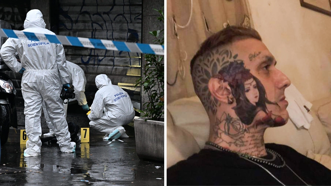 Eros Di Ronza, 37 anni, l'uomo ucciso in viale Giovanni da Cermenate. A sinistra, la scientifica sul luogo del delitto Eros Di Ronza, 37 anni, l'uomo ucciso in viale Giovanni da Cermenate. A sinistra, la scientifica sul luogo del delitto