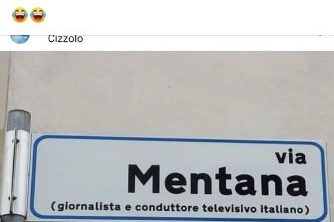 Cizzolo, il cartello stradale: confondono Mentana, località laziale dove si è combattuta una famosa battaglia risorgimentale nel 1867, con Enrico Mentana, direttore del Tg La7 (Il post Facebook di Enrico Mentana)