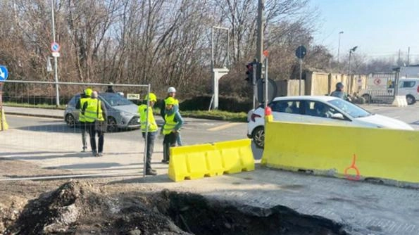 Uno dei cantieri del nuovo sistema di trasporto rapido con autobus elettrici e-Brt