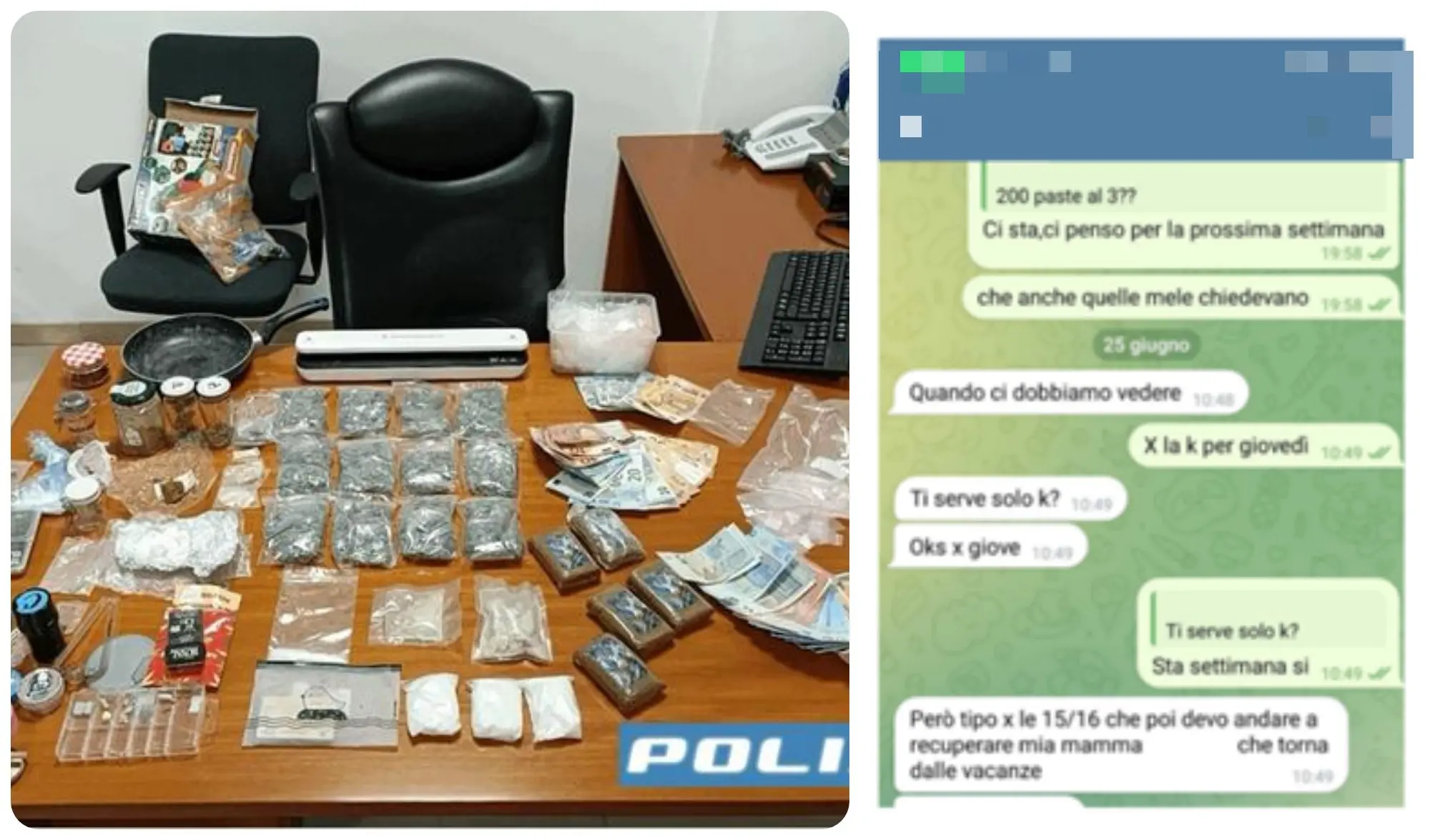 “Ti servono 200 paste?”. E c’è anche un tariffario. Spaccio di droga gestito via Telegram da giovanissimi: due arresti