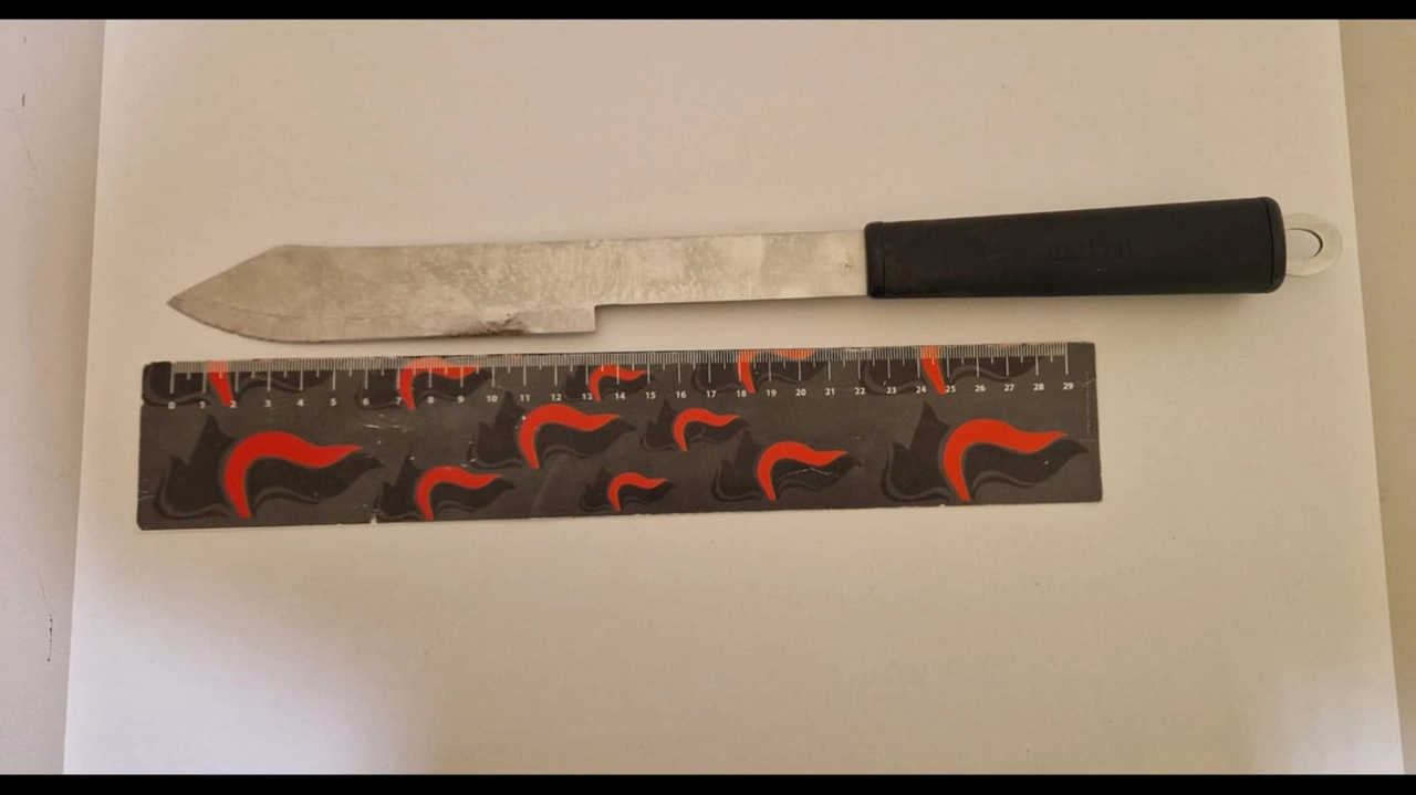 Il coltello sequestrato dai carabinieri Il coltello sequestrato dai carabinieri
