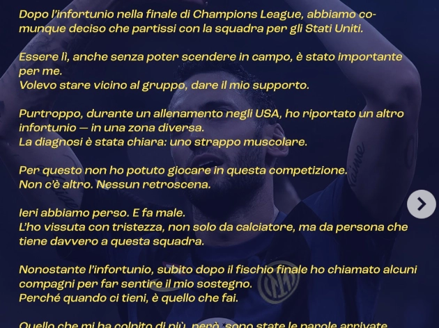 Il messaggio di Chalanoglu su Instagram