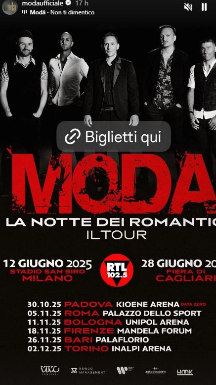 Modà, il live in tutta Italia (Foto profilo Instagram)