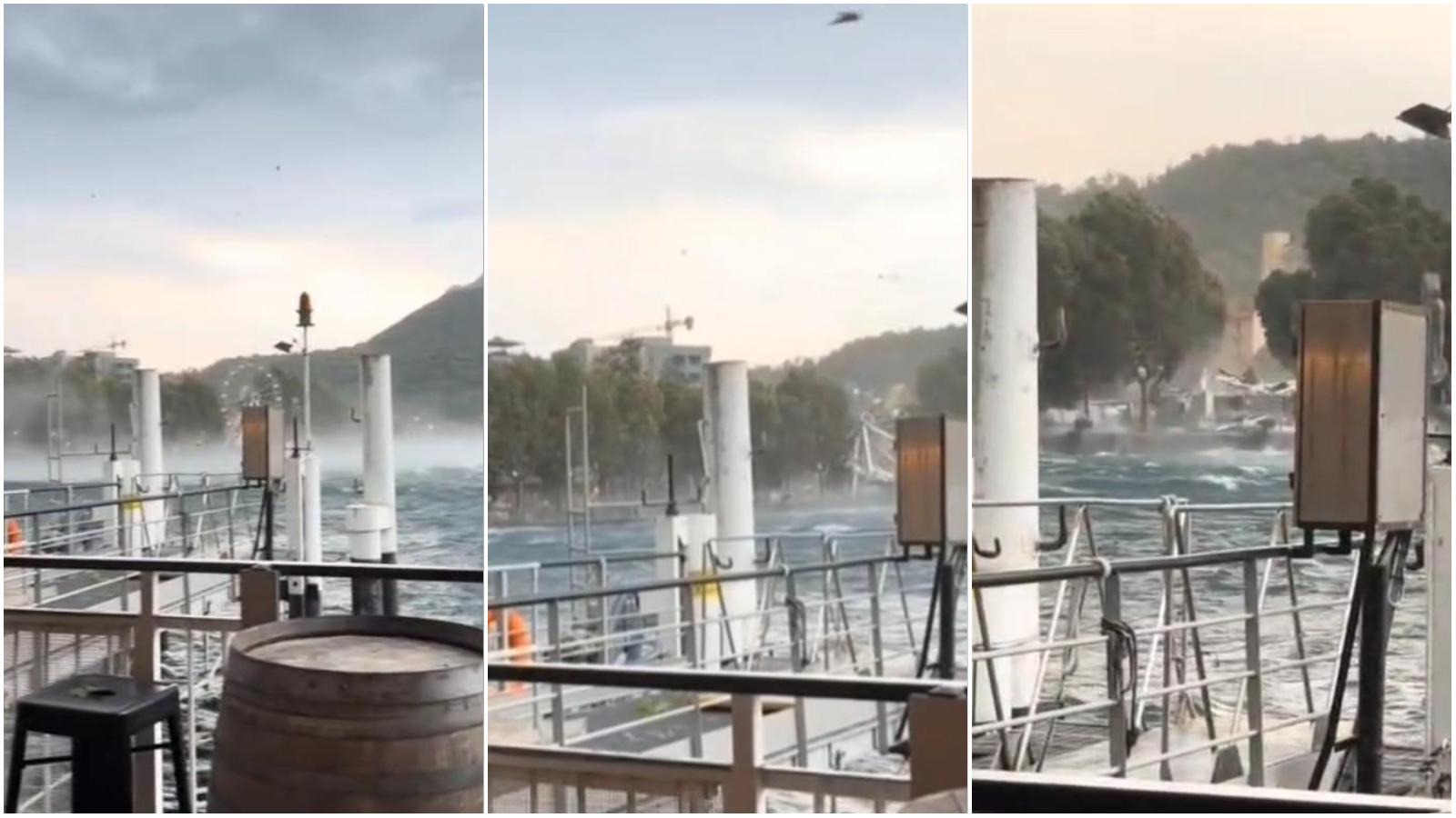 Il vento, le onde, il cedimento e il crollo: il video che immortala la caduta della ruota panoramica di Lecco Il vento, le onde, il cedimento e il crollo: il video che immortala la caduta della ruota panoramica di Lecco
