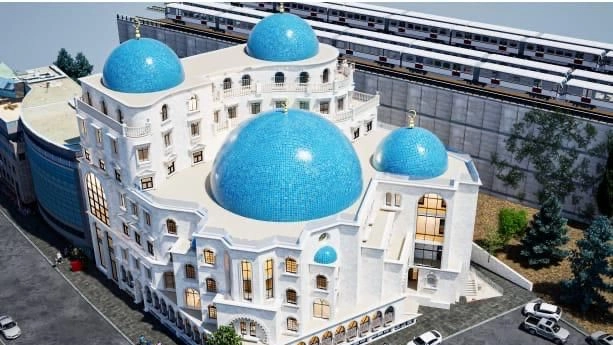 Il rendering dello scorso novembre in cui la moschea aveva ancora quattro cupole