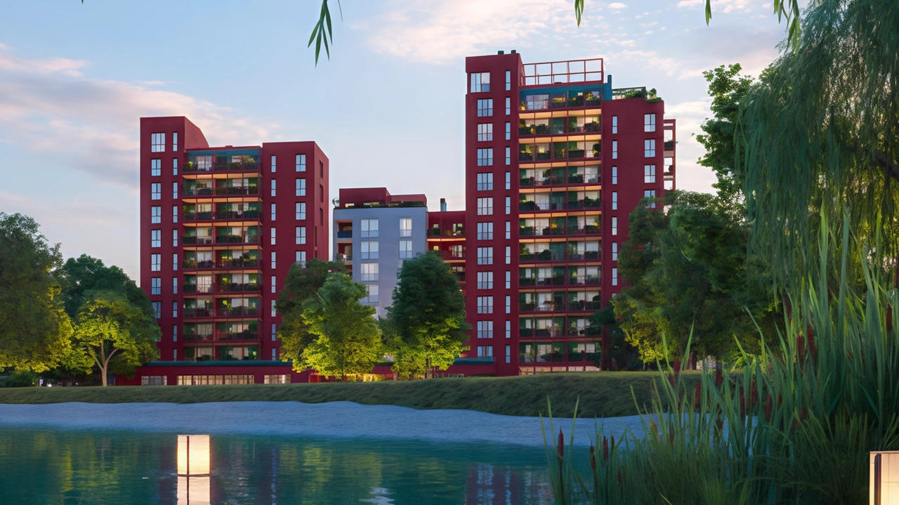 Rendering delle residenze Lac, uno dei cantieri fermi dopo le inchieste della Procura