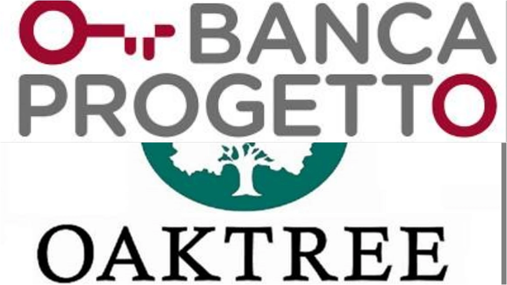 I loghi di Banca Progetto e Oaktree I loghi di Banca Progetto e Oaktree