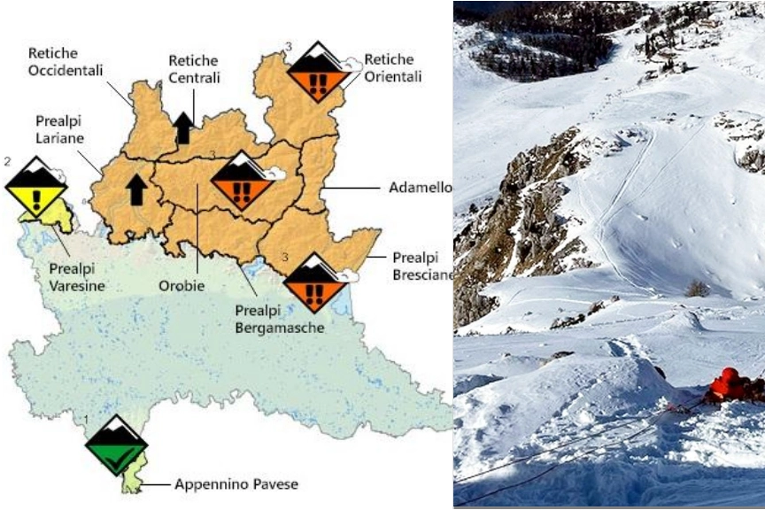 Allerta valanghe in Lombardia: dal bollettino di Arpa Lombardia