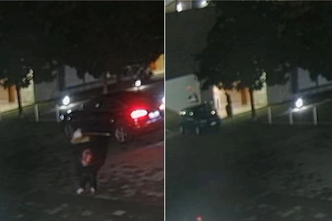 Due frame del video in cui Pablo Rivas è stato immortalato mentre trascina un borsone fuori dall'appartamento: c'è dentro il corpo di Jhoanna