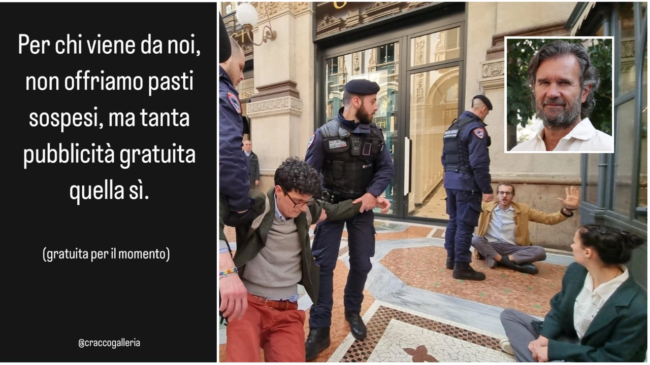 La storia pubblicata su Instagram da Carlo Cracco (nel riquadro), vittima degli assalti di Ultima Generazione