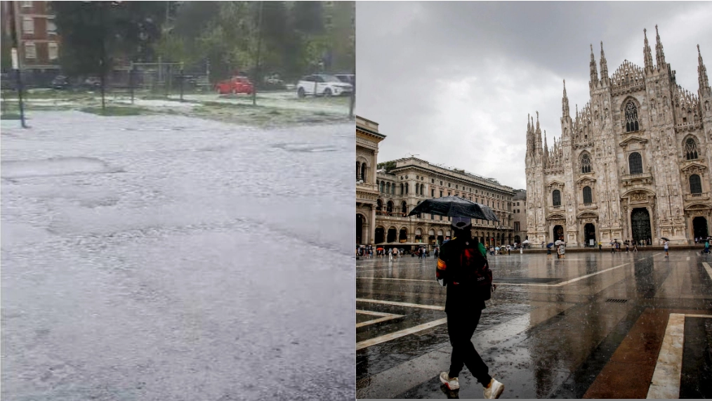 La maxi grandine del week end a Milano e la città bagnata dalla pioggia