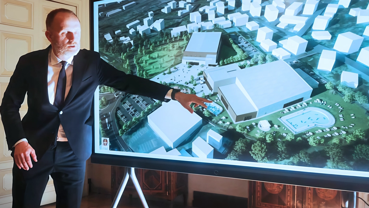 Il sindaco Alberto Rapinese presenta il rendering relativo al quartiere dello sport
