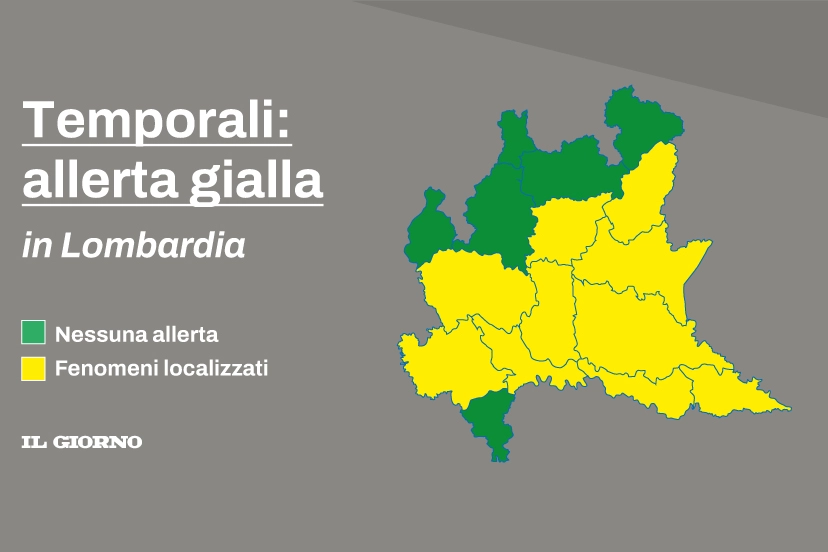 Allerta gialla sulla Lombardia: la mappa delle aree a rischio temporali