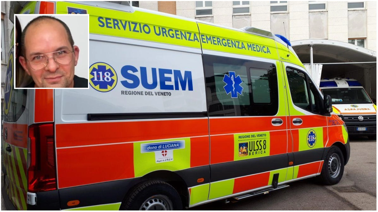 Sul luogo dell'incidente sono intervenuti i soccorritori del Suem; nel riquadro, la vittima Vincenzo Arsena