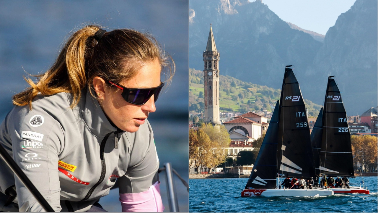 Maria Vittoria Marchesini con il suo team e un momento delle sfide nel golfo di Lecco Maria Vittoria Marchesini con il suo team e un momento delle sfide nel golfo di Lecco