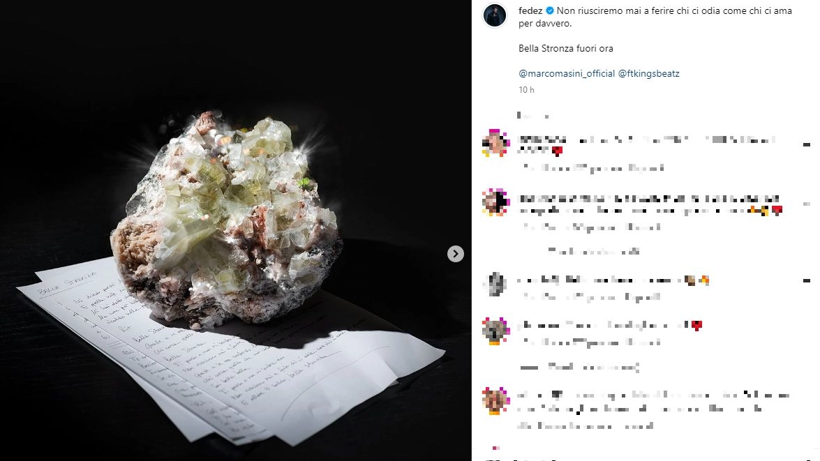 Fedez e il post Instagram della canzone 'bella stronza' cantata con marco Masini a Sanremo 2025