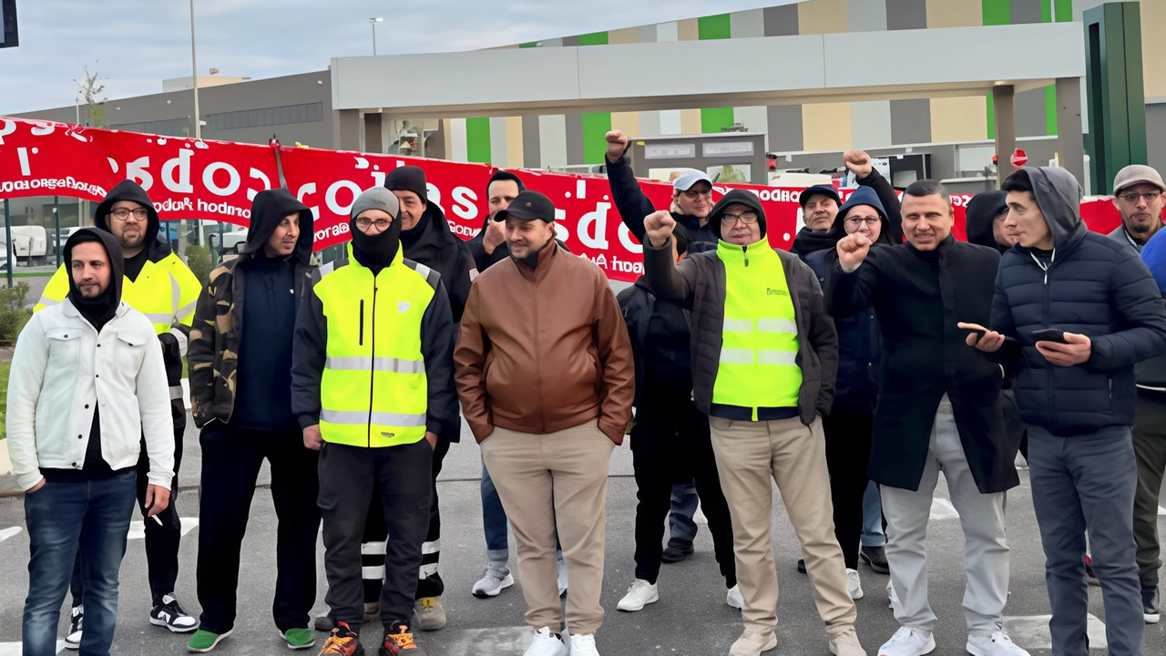 La protesta dei lavoratori Gigante a Bascapè