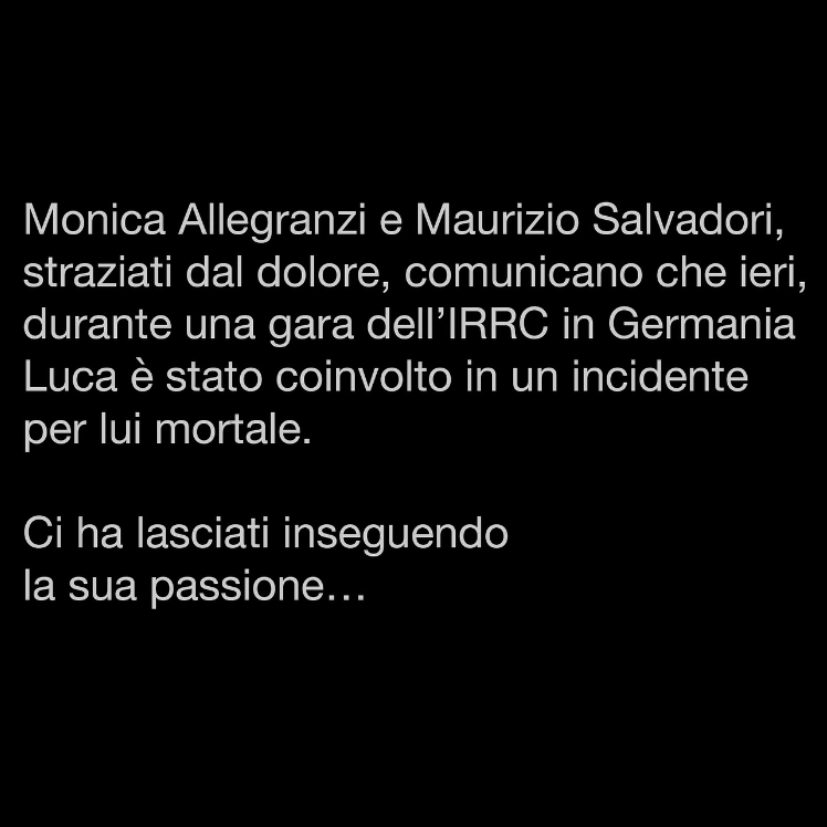 Il messaggio su Instagram lasciato dai genitori per annunciare al pubblico la morte di Luca Salvadori