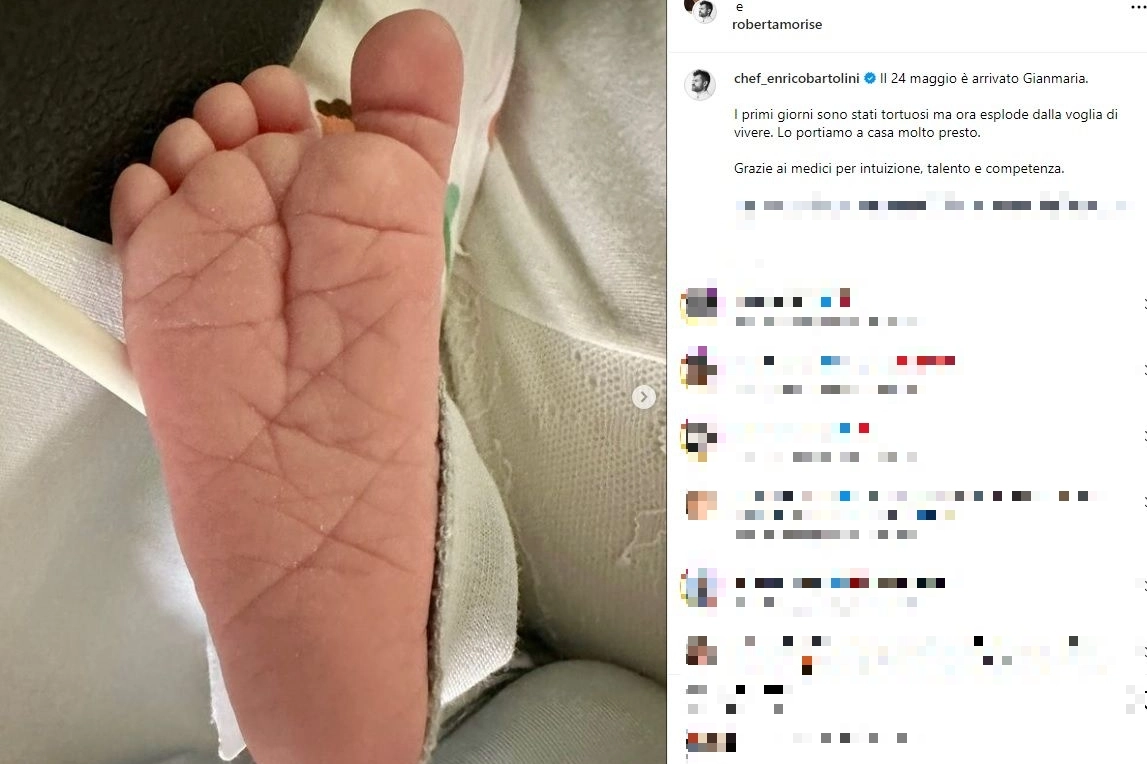 Il post con l'annuncio della nascita del piccolo (@chef_enricobartolini)