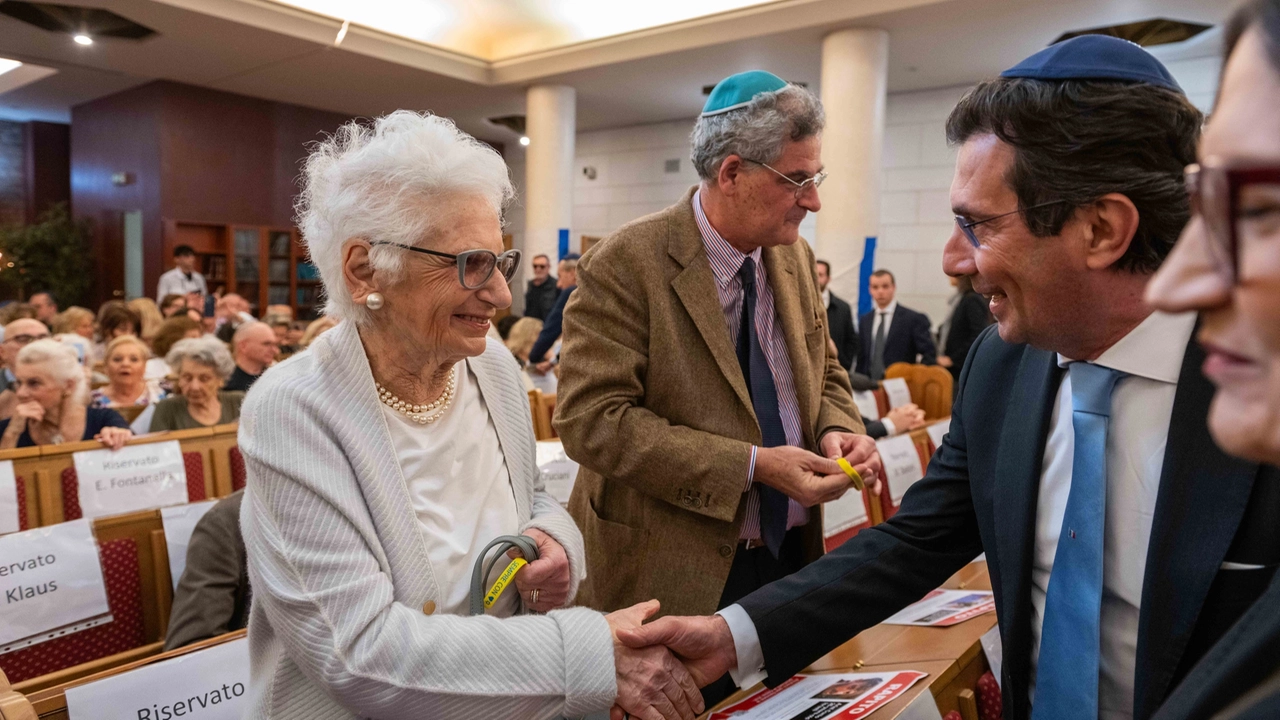 Commemorazione vittime di Hamas alla sinagoga centrale di Milano, presente anche la senatrice a vita Liliana Segre