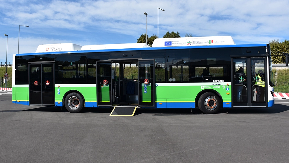 Uno dei bus elettrici presentati questa mattina Uno dei bus elettrici presentati questa mattina