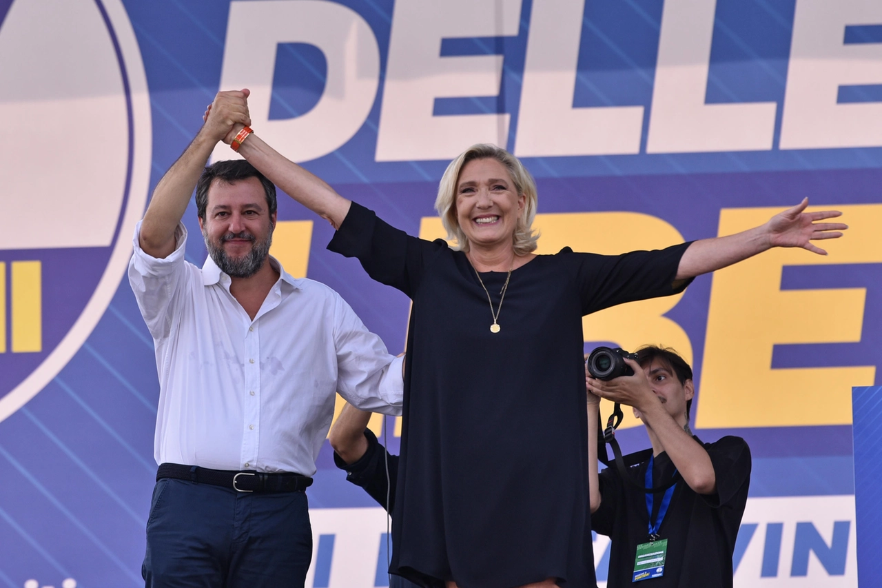 A Pontida l'anno scorso era arrivata anche la leader del Rassemblement National Marine Le Pen