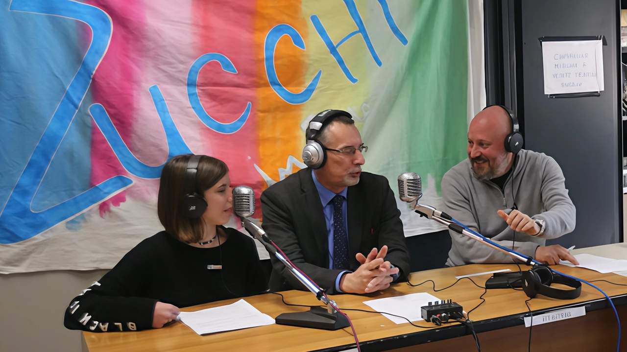 Il sindaco Paolo Pilotto in radio al liceo Zucchi Il sindaco Paolo Pilotto in radio al liceo Zucchi