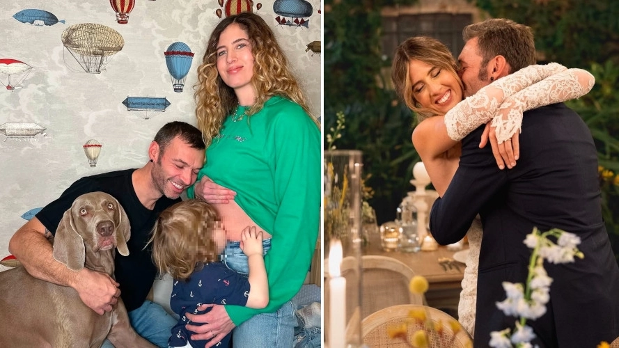 Francesca Ferragni annuncia la seconda gravidanza con un post su Instagram, a destra nel giorno del matrimonio con Riccardo Nicoletti