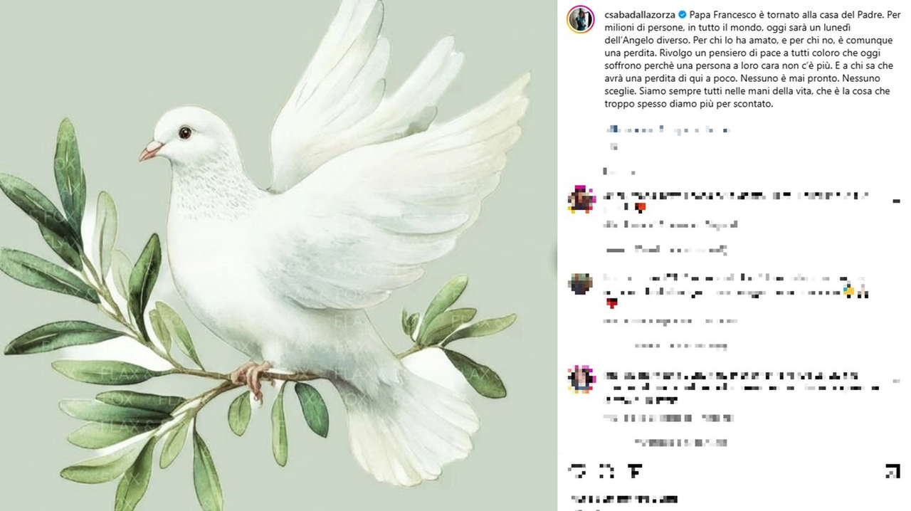 Il post di Csaba Della Zorza in omaggio a Papa Francesco (profilo Instagram)