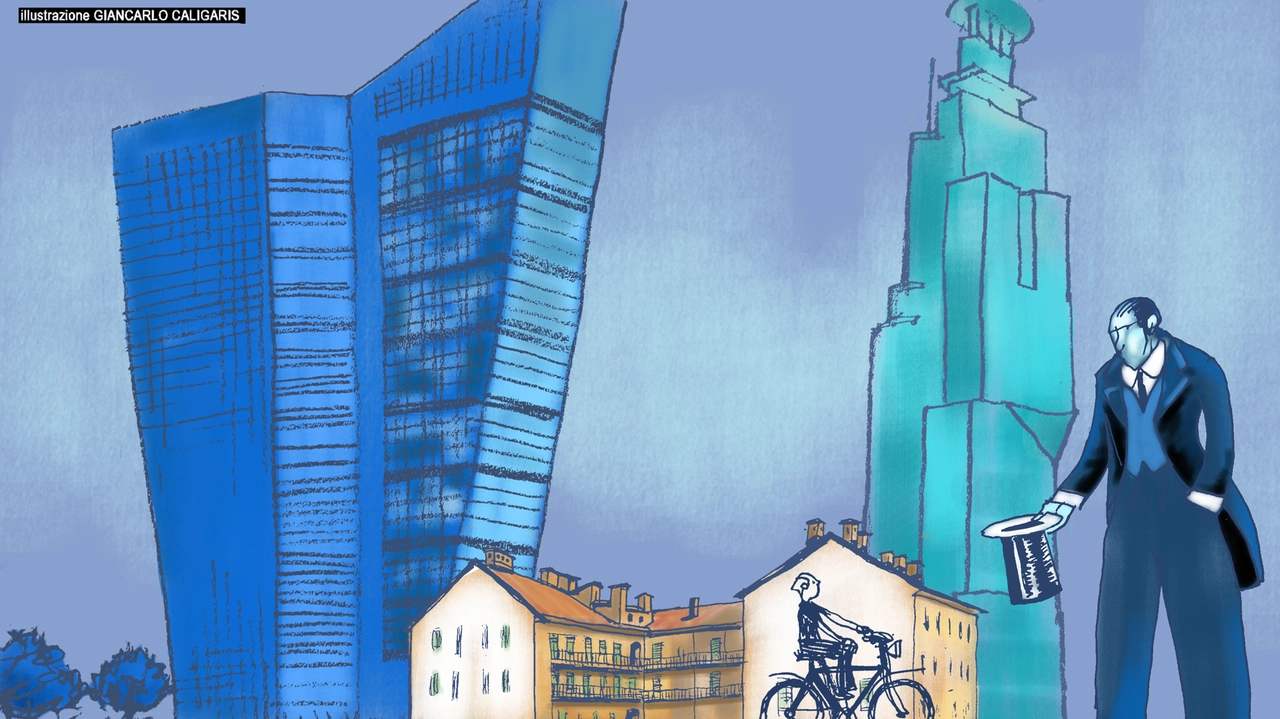 Milano, metamorfosi di una città (illustrazione di Giancarlo Calligaris) Milano, metamorfosi di una città (illustrazione di Giancarlo Calligaris)